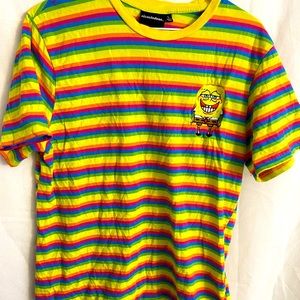 Nickelodeon rainbow stripe sponge job shirt size L